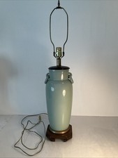 Vintage Fredrick Cooper Celadon green Crackled Glaze Chinoiserie Lamp picture