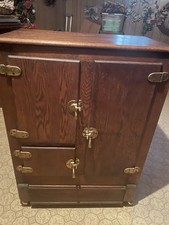 Antique oak Ice box cabinet with brass hinges picture