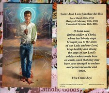 Saint St. Jose Luis Sanchez del Rio + Prayer - CTM Paperstock Holy Card picture