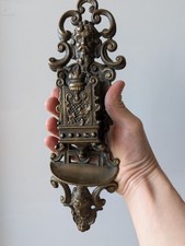 M-Plum Luxa Vintage Brass Wall Matchbox Holder German Renaissance Revival picture