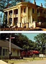 2~4X6 Postcards Meridian, MS Mississippi MERREHOPE MANSION & HIGHLAND PARK/TRAIN picture