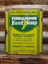 VINTAGE FORMALDEHYDE FOOT PORCELAIN SIGN DOCTORS CENTRAL CITY CHEMICAL SOAP CO picture