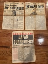 Vintage Chicago Daily Tribune, Chicago Sun / Herald - Japan Surrender War Over picture