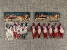 Vintage 12 Christmas Chenille Pipe Cleaner Santa Claus Ornaments Clay Face Japan picture
