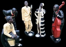 Big VTG 1992 Apparence Paris Enesco Large Jazz Band Statues Set 5 Black Musician picture