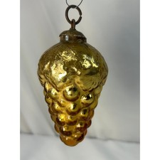 Antique 1800s German Kugel Amber Gold Grape Cluster Christmas Ornament 4