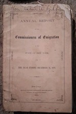 1870 Castle Garden NY Immigration Report 1869 Pre Ellis Island Antique Original picture