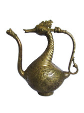 Antique 19th C Brass Mughal Ewer Swan 12