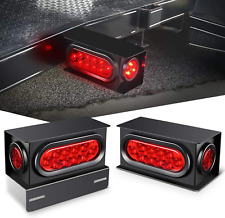 Nilight - TL-34 2PCS Steel Trailer Light Boxes Housing Kit W/6Inch Oval Red LED  picture