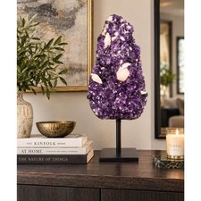 Large Brazilian Amethyst Cluster with Large Calcite Points on Stand picture