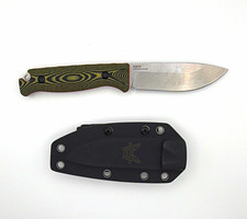 Benchmade S90V Fixed Blade Hunting Knife Drop Point Plain Edge Green G10 Sheath picture