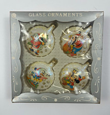 Vintage Kurt Adler Disney Glass Christmas Ornaments Mickey Donald Original Box picture
