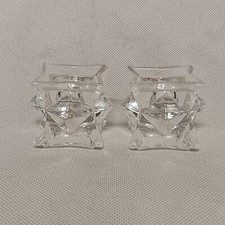 Avon Glistening Star Candle Holders 2 Stackable Crystal AVC15 picture