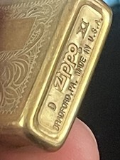 Zippo Brass/Gold Finish Engraved Lighter, Bradford PA, Made in U.S.A. picture