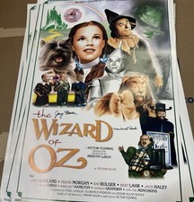 Wizard of Oz Signed Movie Poster 24x36 2x Munchkins Autograph Slight Water Damag picture