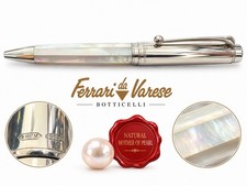 FERRARI DA VARESE Sterling Silver 925 Capped Pearl Facets Pen, Vintage 1980s Box picture