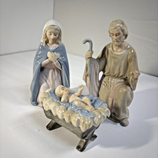 Vintage 1988 Enesco Paul L Connolly Porcelain Nativity Holy Family 3 Pc Korea picture