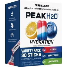 Peak H2O Hydration Electrolyte Drink Mix Variety Pack, Sugar-Free, 30 Count picture