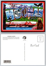 Continental Greetings from Hoonah Alaska Large Letter Totem Pole Postcard picture