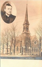 RPPC Union City MI Church View and Studio Pose Pastor Crookson early 1900s picture