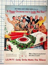 Vintage Lucky Strike Cigarettes Christmas Ad Jack Benny Mary Livingstone picture