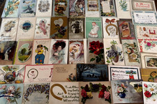 ~Lot of 43 Antique 1900's~Mixed Topics Greetings Postcards~All with stamps-s750 picture