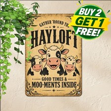 Welcome To Our Farm Three Cows Sign Rustic Barnyard Livestock Metal Tin Plaque picture