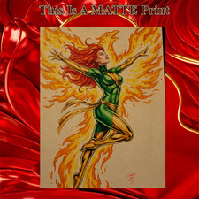 Jean Grey Phoenix Color Illustration Mixed Media Fine Art Print 8.5x11 - Keyeske picture