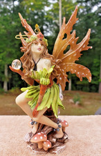 Woodland Fairy Fantasy Figurine - Autumnal Elara with Crystal Ball 6.25 