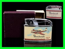Vintage 1957 Beechcraft Travel Air Airplane Flat Ad Cigarette Lighter With Box picture