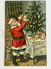 Antique 1906? Christmas Santa Postcard I.P.C. Publisher Glitter Undivided Used picture