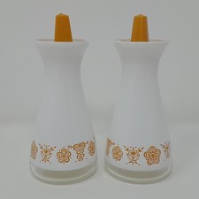 Vintage 1970s Pyrex Butterfly Gold Salt & Pepper Shakers Glass Corelle Set picture