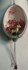 Vintage Handcrafted Fabergé-Style Real Egg Diorama Porcelain Dog Ornament picture