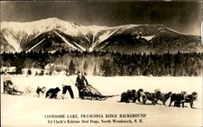 North Woodstock NH Sled Dogs c1920s-30s Real Photo Vintage Postcard bhn picture
