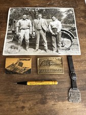 5 Vintage Caterpillar CAT Ad Dealer Promos FOB , Matches, Pic, Buckle & Pencil picture