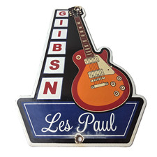 Vintage Gibson Sign - Music Les Paul Guitars Porcelain Advertisement Sign picture