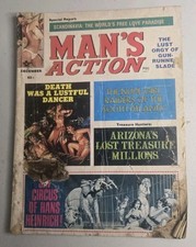 MAG: Man's Action 12/1973-Elephant attack cover-Cheesecake-Arizona ***Damage*** picture