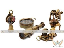 Set of 5 Gift Pcs Nautical Solid Brass Vintage Antique Style Key Chain Keyrings picture