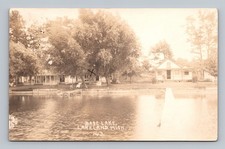 Lakeland MI Base Lake Cottages Shoreline Real Photo RPPC 1913 Antique Postcard picture