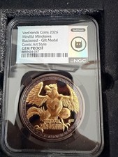 *RARE 1st Run* 2026 VeeFriends Mindful Minokawa Black & Gold Gilt Comic Art Coin picture