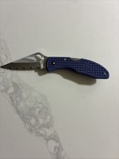 Vintage Very Scarce Spyderco G-2 Clip-it Delica Model with the Blue Handles picture