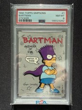 1990 TOPPS THE SIMPSONS #1 BARTMAN STICKER PSA 8 picture