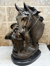 VTG Delaware Park Bronze Equestrian Race Horse & Jockey Embrace Sculpture picture