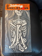 Vintage Halloween 1970 Beistle Jointed Skeletons 2-Pack 24” NEW NEVER OPENED picture