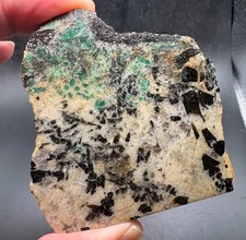 165 gram Crabtree Emerald Mine polished endcut of emeralds in matrix NC picture