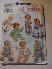 SIMPLICITY Crafts Pattern 8 for Baby Dolls in 3 sizes Small Med. Large CUT picture