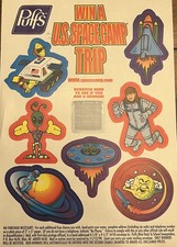 Vintage Puffs Tissues Space Camp Trip Scratch-Off Game Sticker Sheet 1999 Promo picture