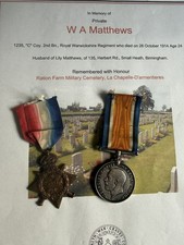 1914 Star British War Medal Royal Warwickshire Regiment Casualty DOW Birmingham picture