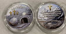 He Is Risen Christian Coin challenge Bible Verse Resurrection Faith John 11:25 picture