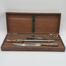 Vintage Case XX 4pc Stag Handle Carving Master’s Knife Set Chromium W/ Storage picture
